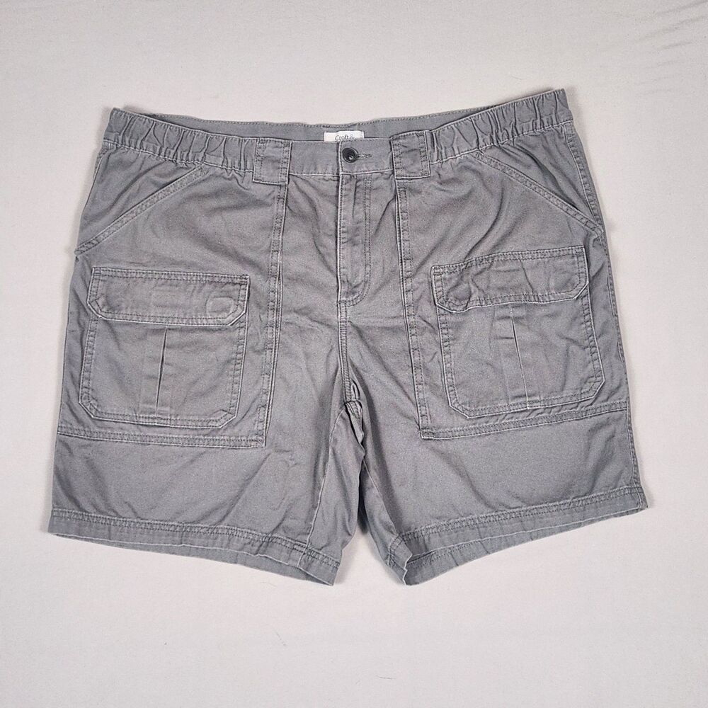 Croft & Barrow Gray Cargo Shorts Men’s Size 46 Cotton Casual Utility Pockets